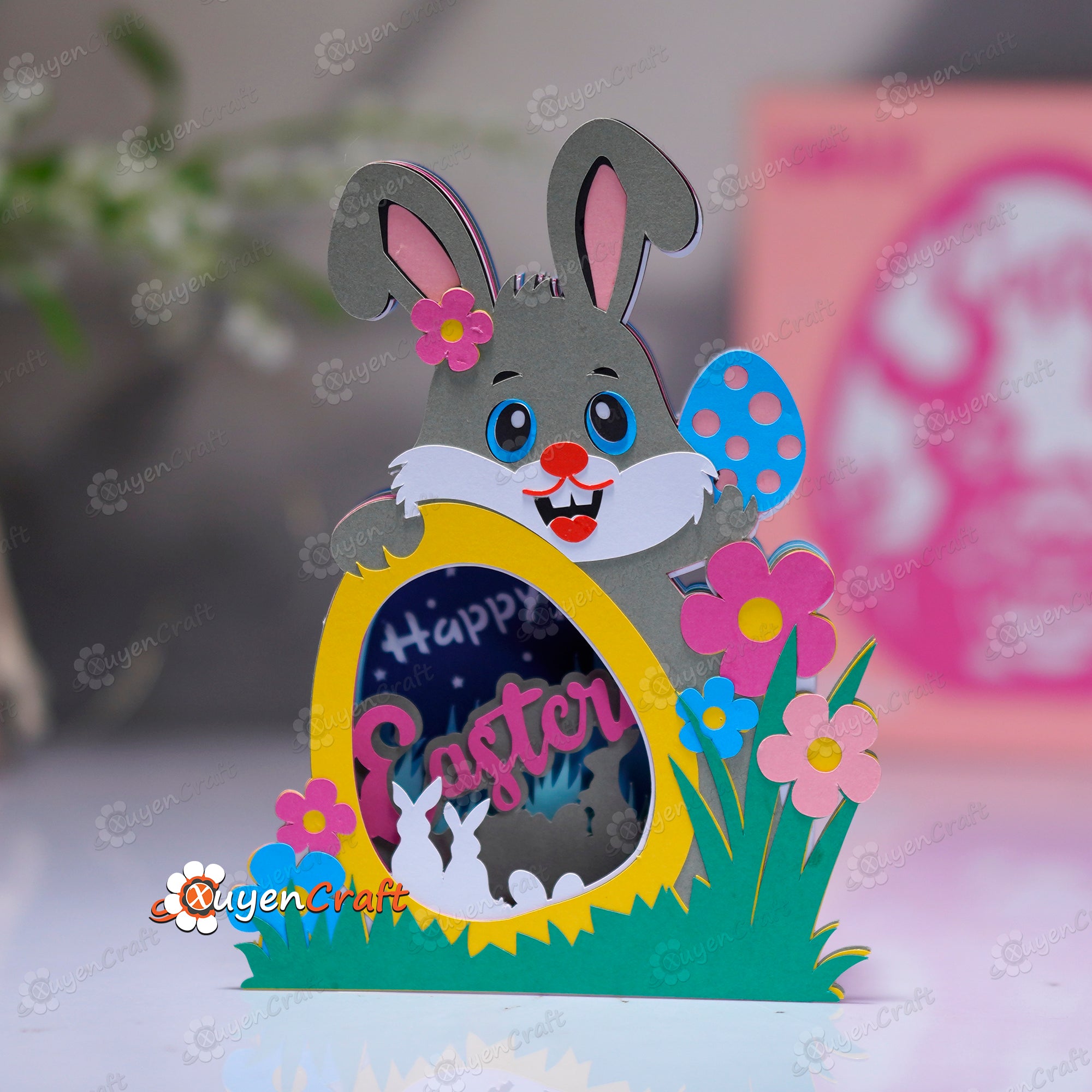 Easter Bunny 3D Pop-Up Card SVG Template for Cricut & Cameo – 3dfancy