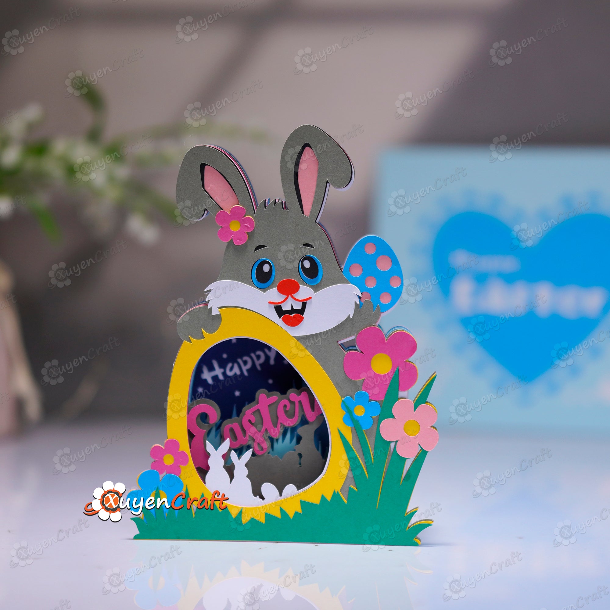 Easter Bunny 3D Pop-Up Card SVG Template for Cricut & Cameo – 3dfancy
