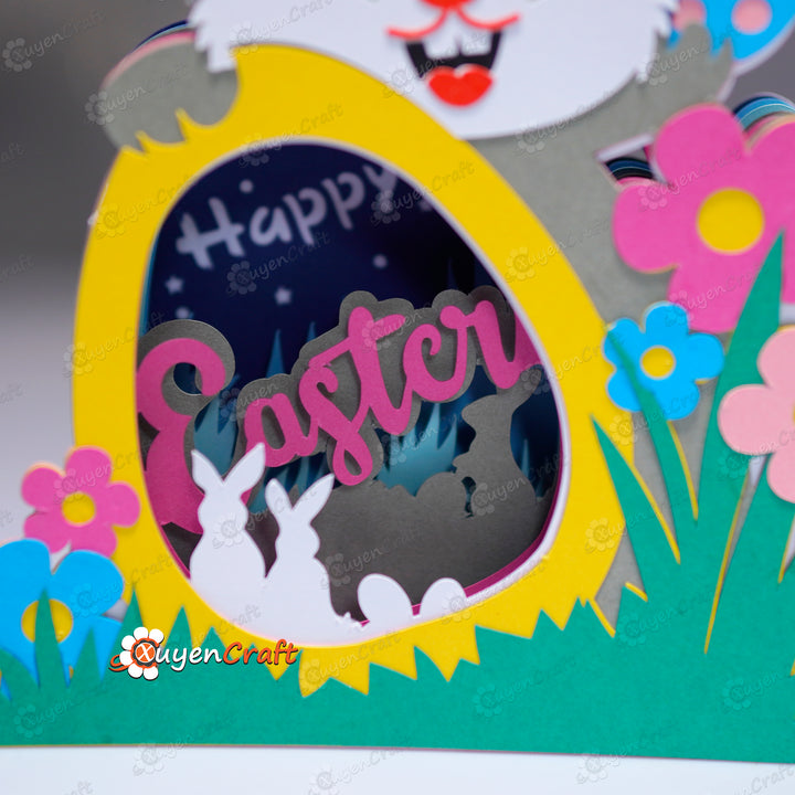 Easter Bunny 3D Pop-Up Card SVG Template for Cricut & Cameo – 3dfancy