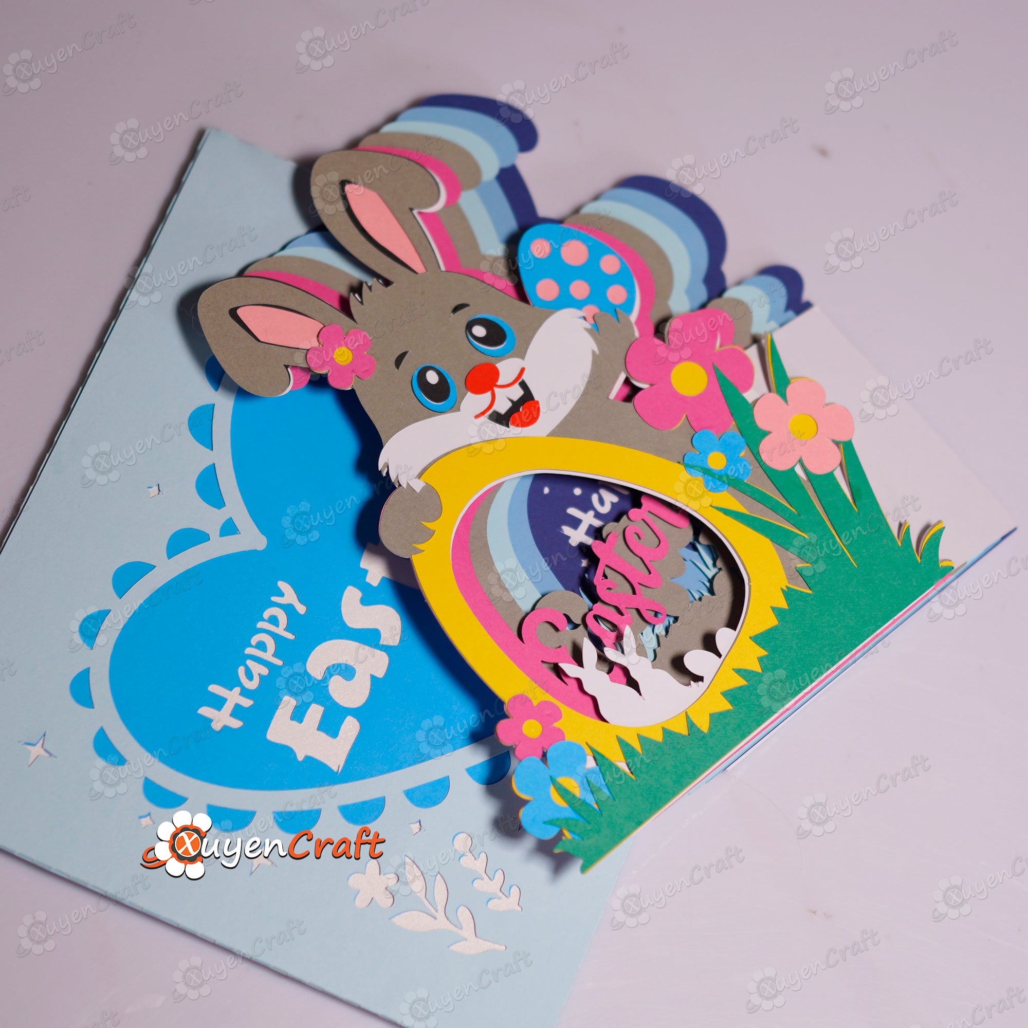 Easter Bunny 3D Pop-Up Card SVG Template for Cricut & Cameo – 3dfancy