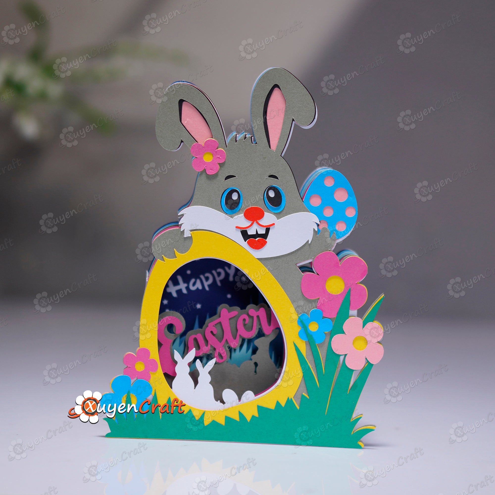 Easter Bunny 3D Pop-Up Card SVG Template for Cricut & Cameo – 3dfancy