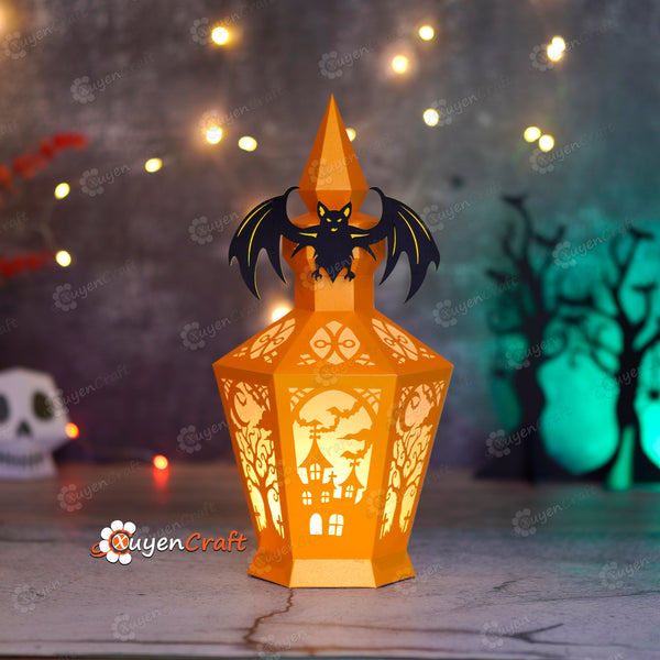 Gothic Poison Bottle Lantern Template – Halloween DIY 3D Papercraft | SVG PDF Studio Files