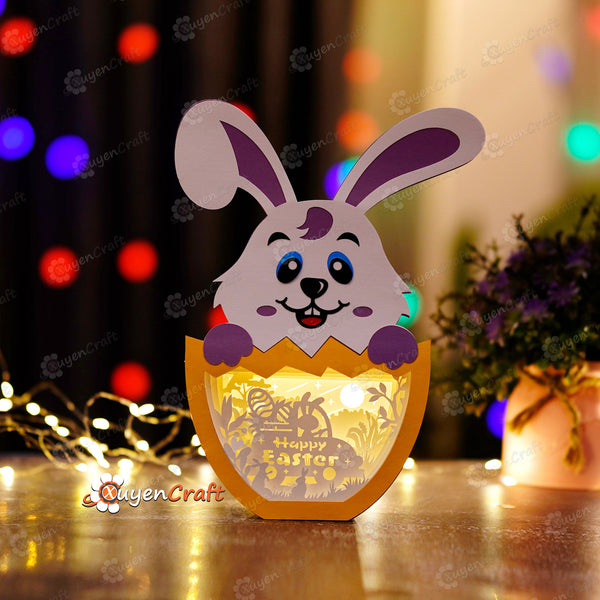 Joyeuses Pâques, jolis œufs de lapin, boîte d'ombre SVG pour projets Cricut, SCanNcut, Cameo4...