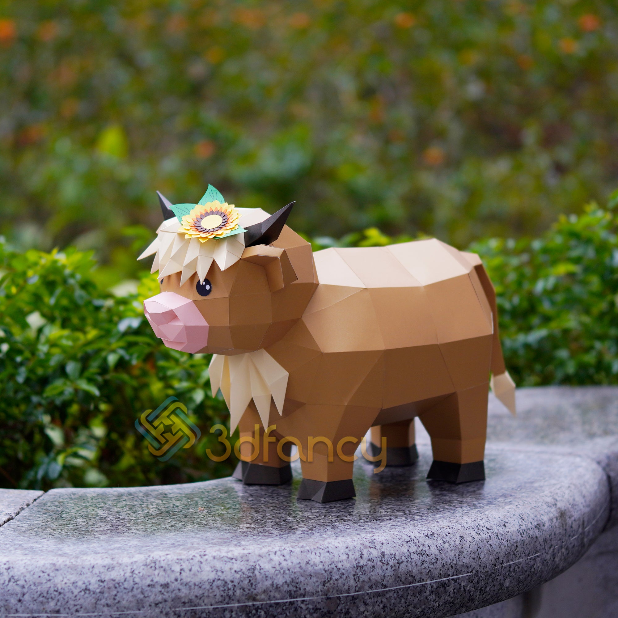 Low poly Highland Cow 3D Papercraft PDF, SVG Template – 3dfancy