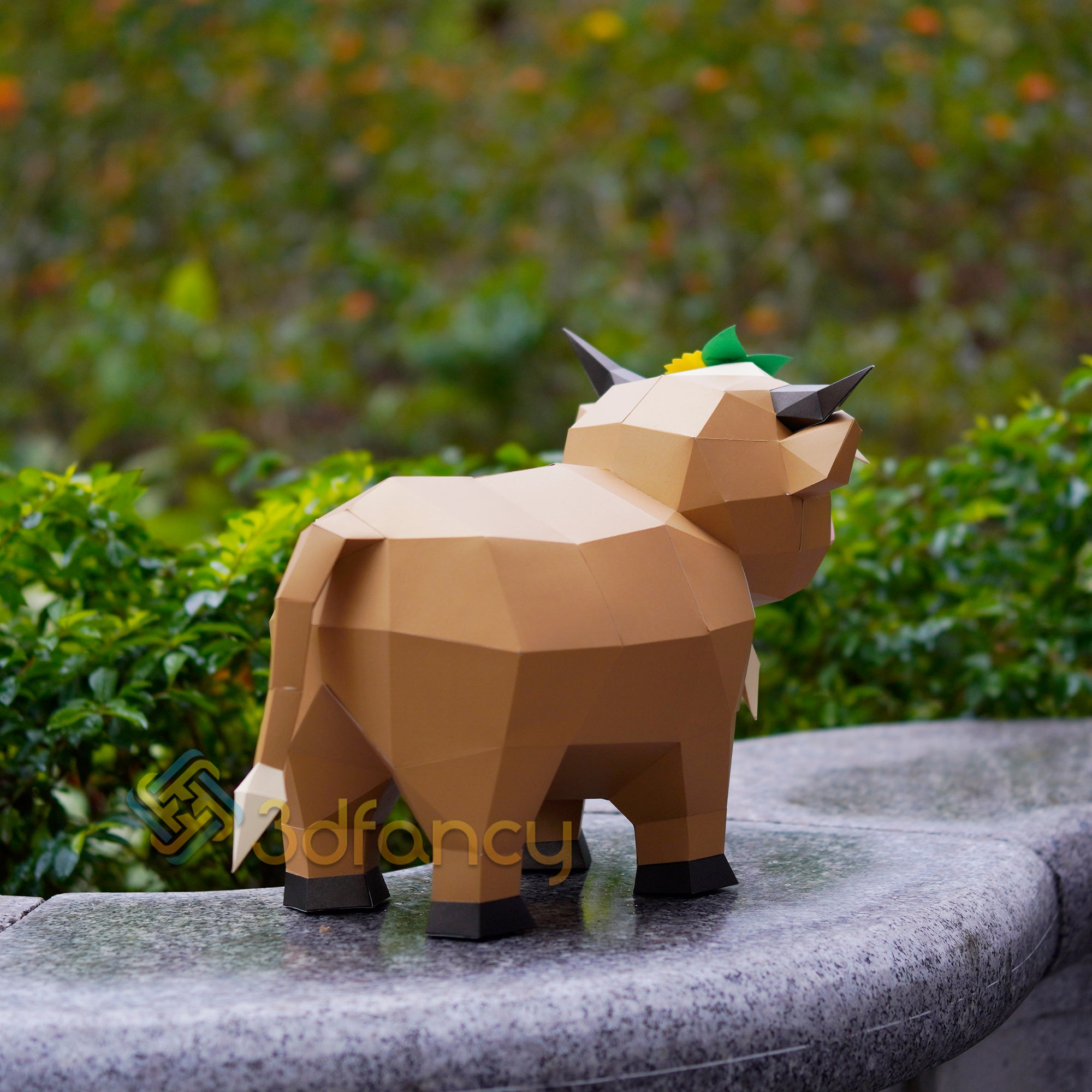 Low poly Highland Cow 3D Papercraft PDF, SVG Template – 3dfancy