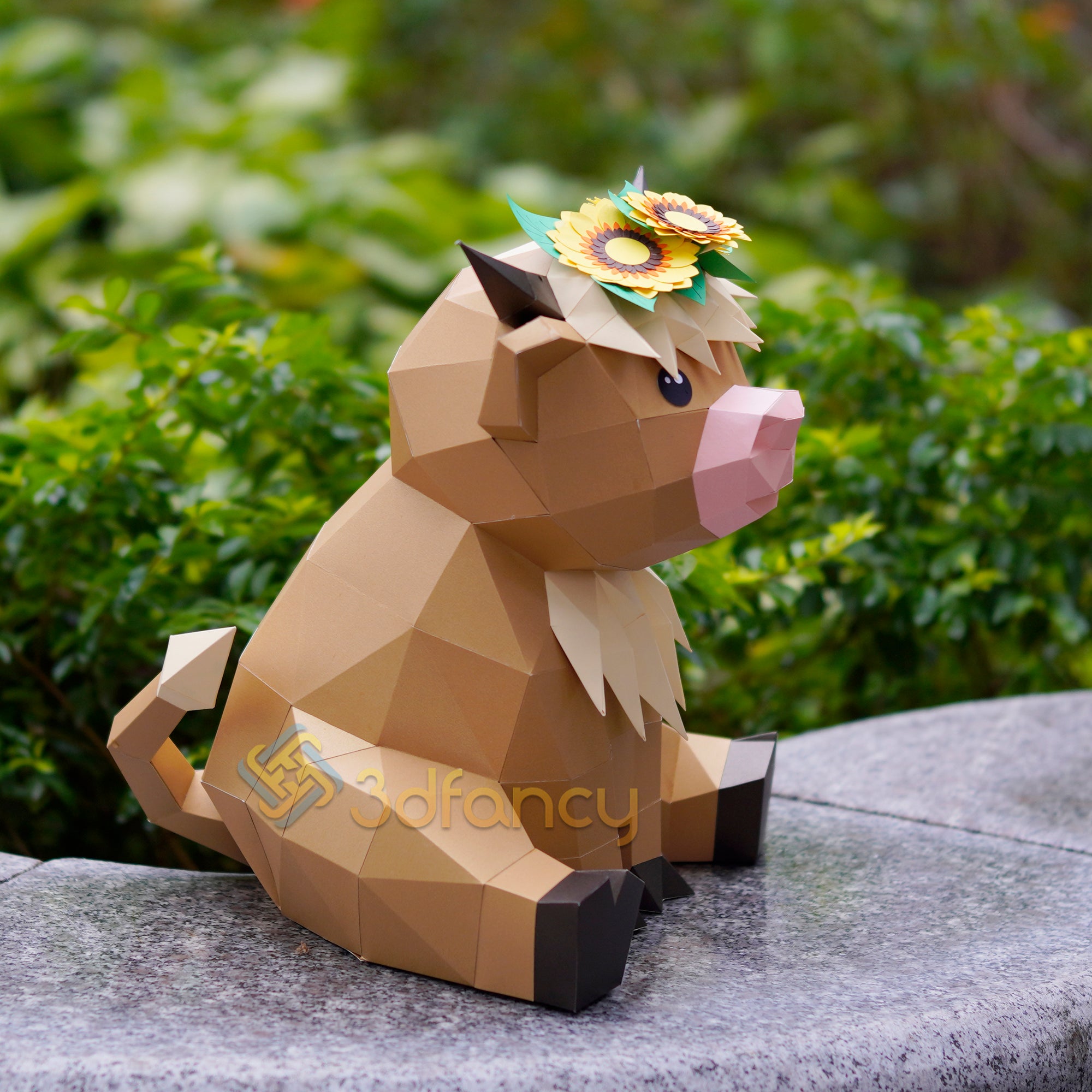 Papercraft Highland Cow Sitting PDF, SVG, Studio Template 3dfancy