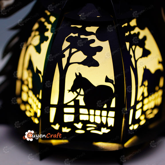 Set 3 Horse Head Lantern SVG, Studio, PDF Templates 3dfancy