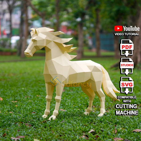 Papercraft Standing Horse PDF, SVG, Studio Template