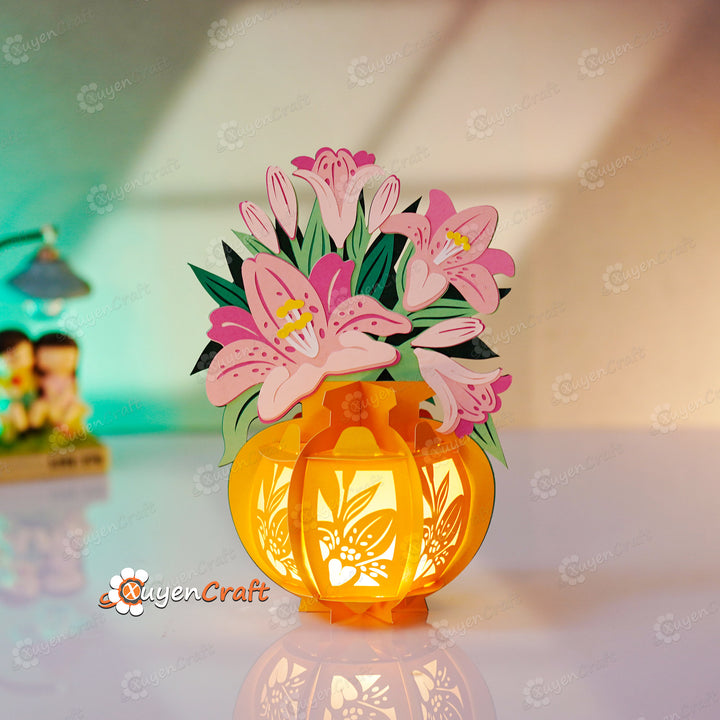 lily flower cricut Lily Flower Vase Lantern PDF, SVG, Studio Templates – 3dfancy
