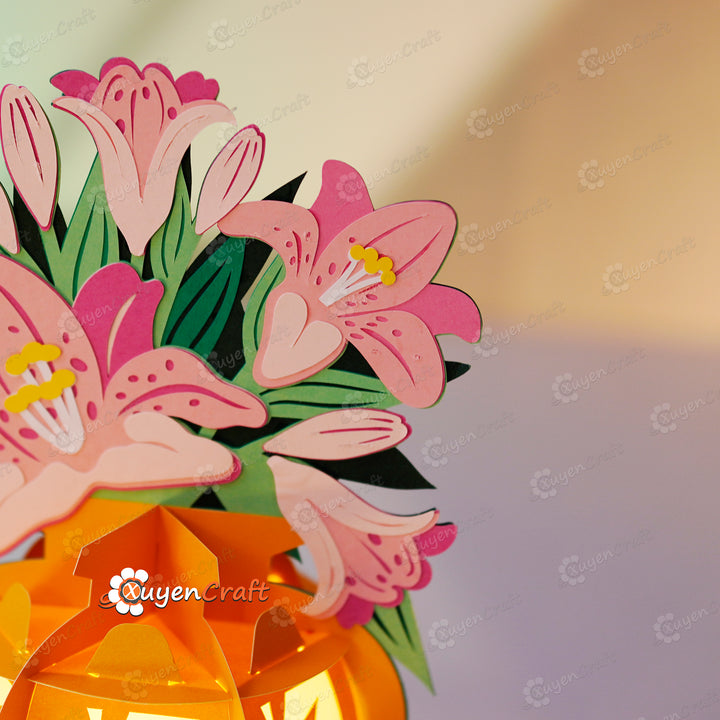 lily flower cricut Lily Flower Vase Lantern PDF, SVG, Studio Templates – 3dfancy