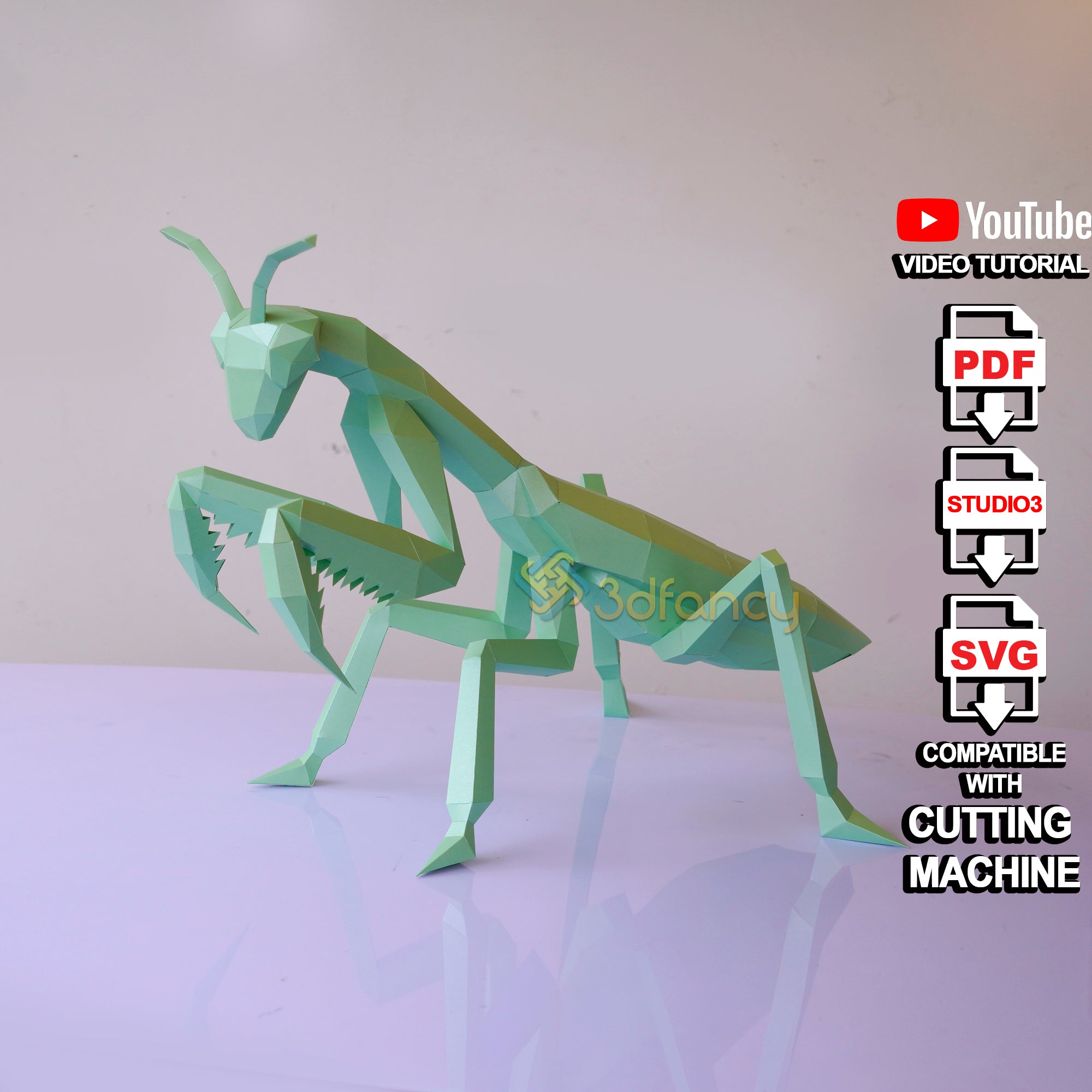 3D Mantis Papercraft SVG PDF Template – 3dfancy