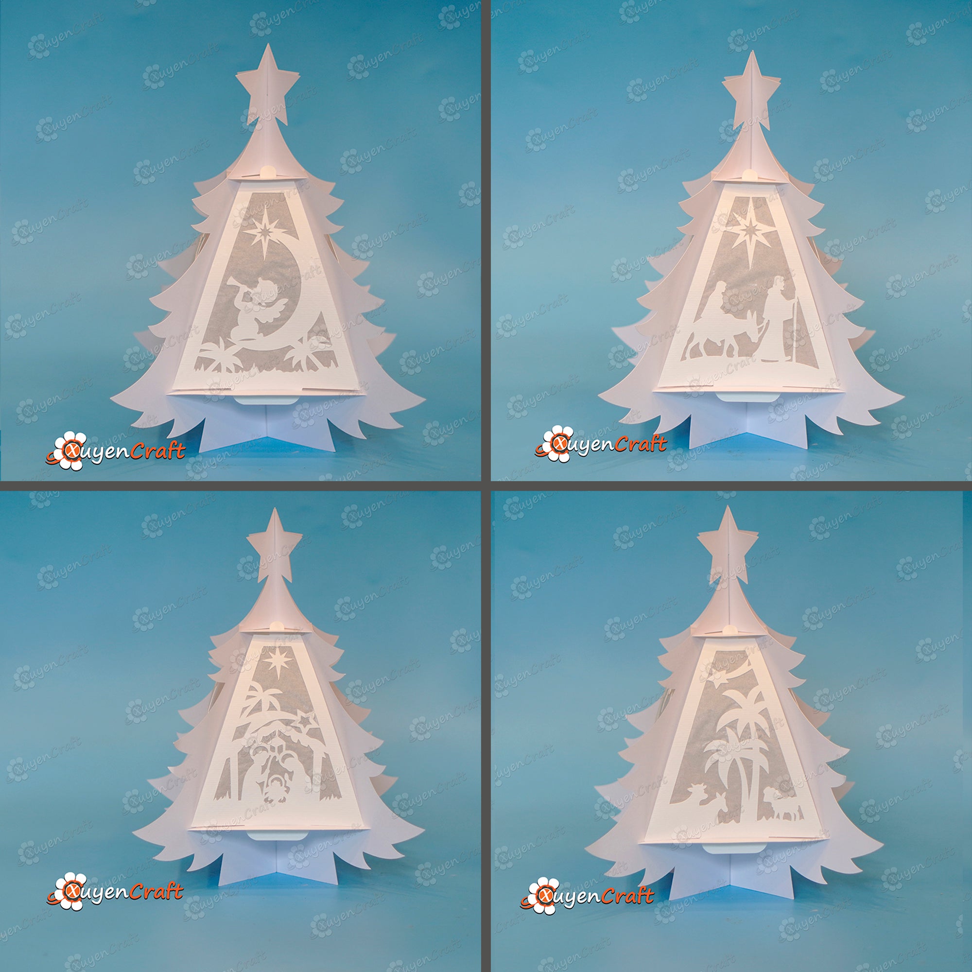 Nativity Scene in Christmas Tree Lantern SVG for Cricut Projects, ScanNcut, Cameo4