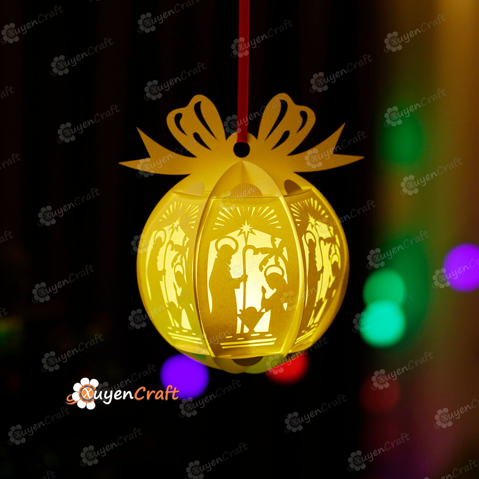 Set 3 Nativity Scene Christmas Balls SVG Paper Lantern Hanging For Christmas Tree Decorations - DIY Christmas Ornaments