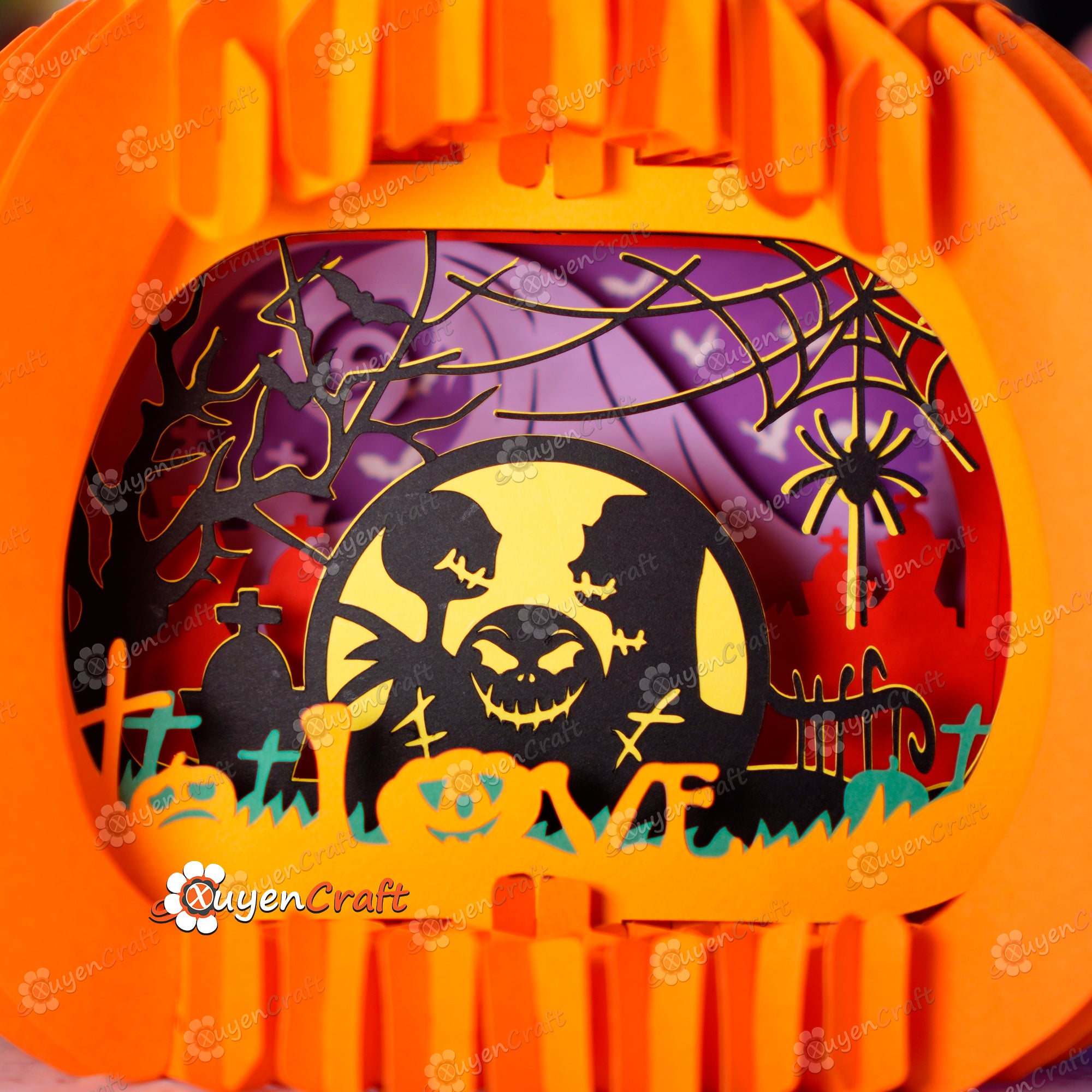 Color Version Nightmare Before Christmas Pumpkin Pop Up SVG template for Cricut Projects, Cameo, ScanNcut