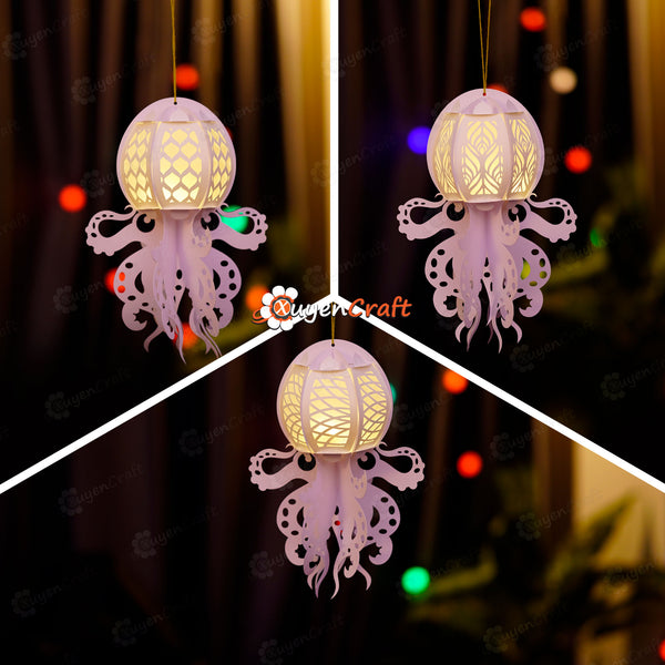 Set 3 Octopus Lantern PDF, SVG, Studio Templates