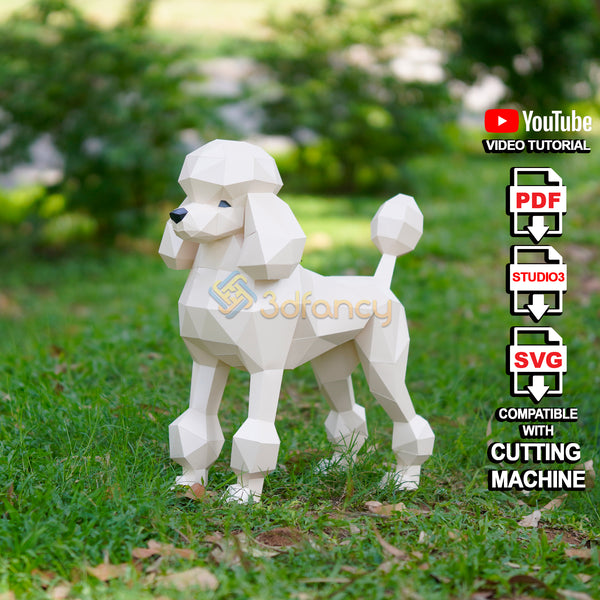Poodle 3D Papercraft PDF, Studio, SVG Templates for Cricut Projects