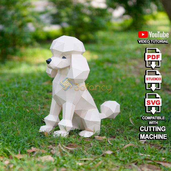 Poodle Sitting Papercraft PDF, SVG Templates for Cricut Projects