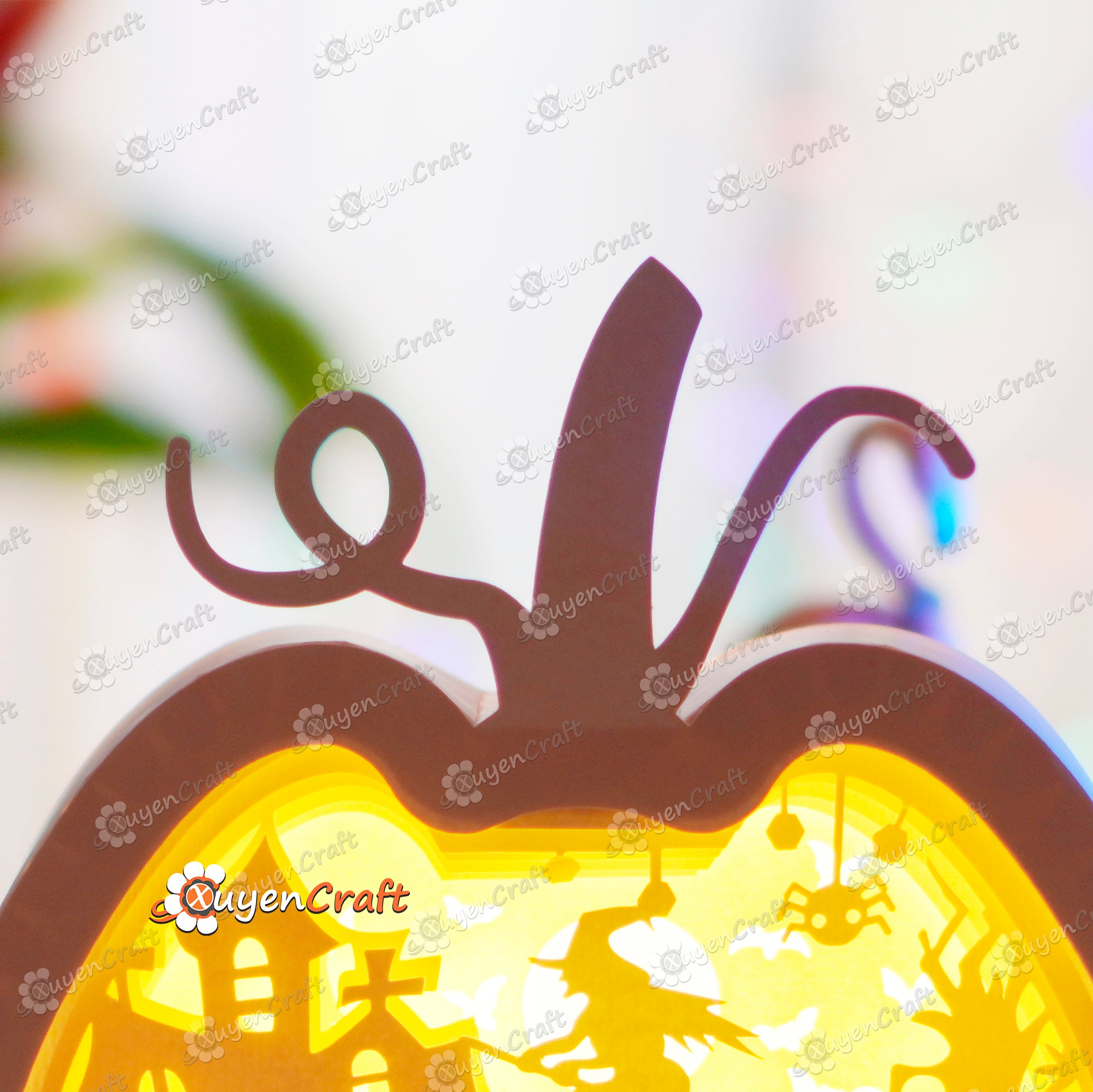 Flying Witch Pumpkin Lantern Shadow Box Halloween PDF, SVG Light Box for Cricut, Sillhouette 4, ScanNcut