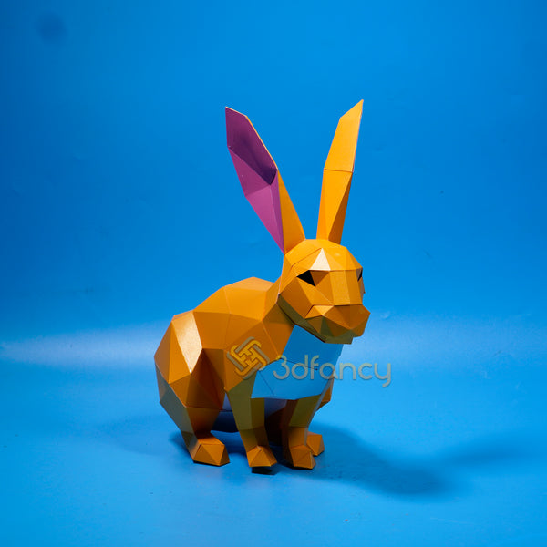 Lapin low poly Papercraft PDF, modèle SVG pour créer un lapin 3D V1, lapin 3D pour la décoration de Pâques