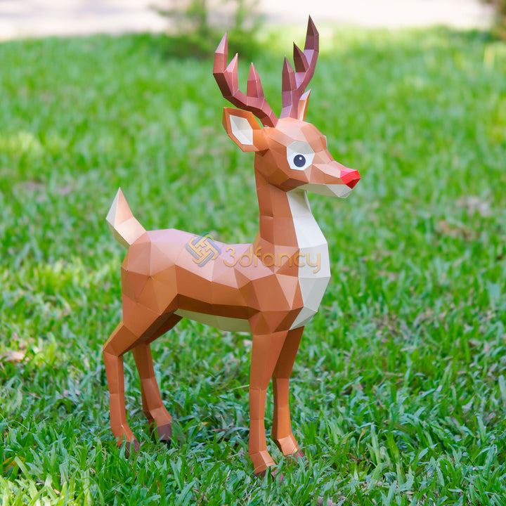 Papercraft Rudolph Reindeer Papercraft Template – 3D Cute Rudolph Christmas Decoration 20 ...