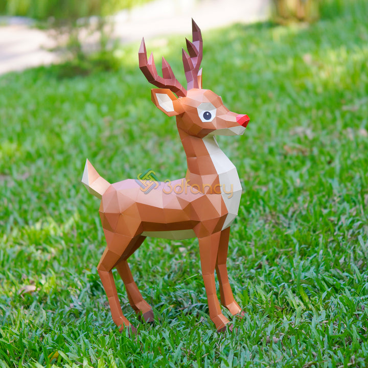 Papercraft Rudolph Reindeer Papercraft Template – 3D Cute Rudolph Christmas Decoration 20 ...
