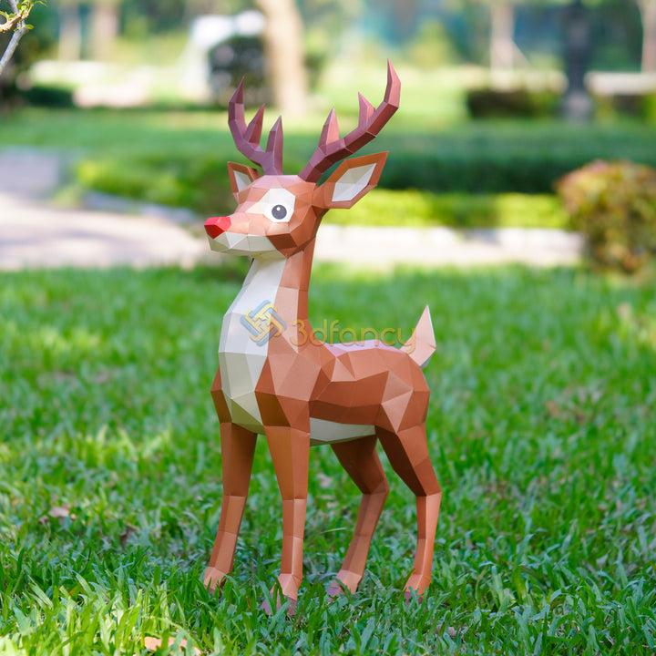 Papercraft Rudolph Reindeer Papercraft Template – 3D Cute Rudolph Christmas Decoration 20 ...