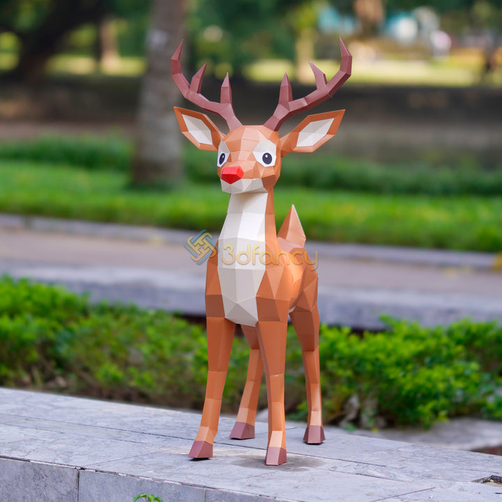 Papercraft Rudolph Reindeer Papercraft Template – 3D Cute Rudolph Christmas Decoration 20 ...