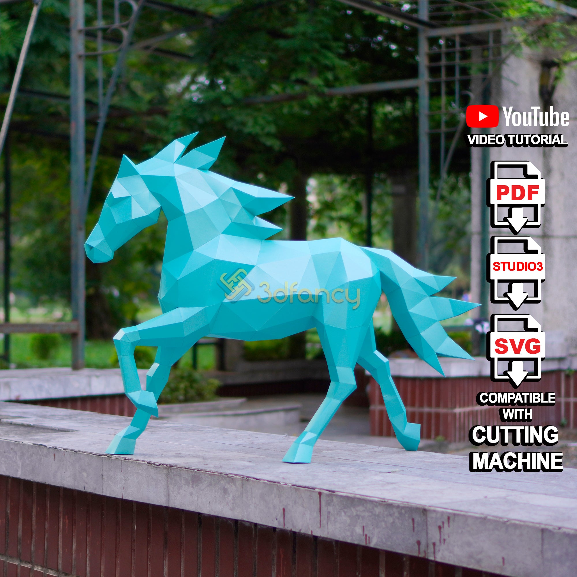 Low Poly Horse Papercraft Template – PDF SVG Studio Files – DIY Runnin ...