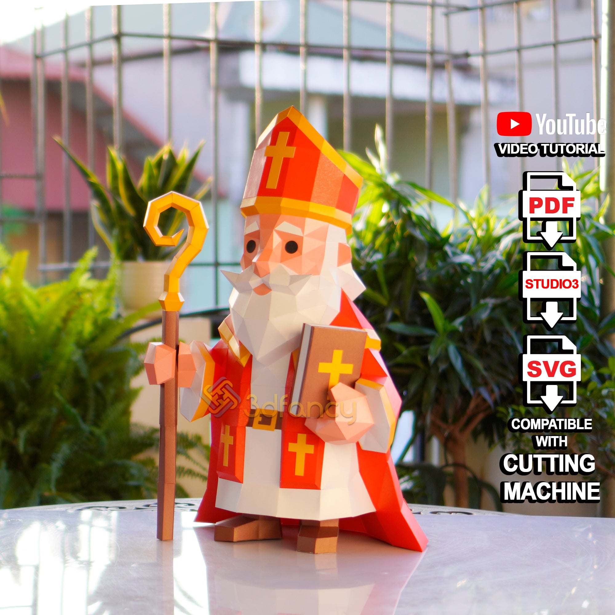 Saint Nicholas Papercraft Template | DIY Low-Poly Saint Nick 3D Paper ...