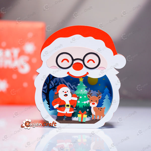 Santa Claus Christmas 3D Pop-up Cards Templates – DIY Papercut Christmas Ornament | PDF SVG Studio Files