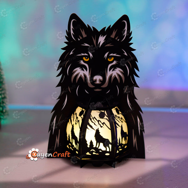 Wolf Head Lantern PDF, Studio, SVG Templates