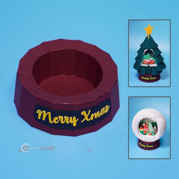 Stand base for Sphere Pop Up, Merry Christmas, Snow Globe | Free papercraft