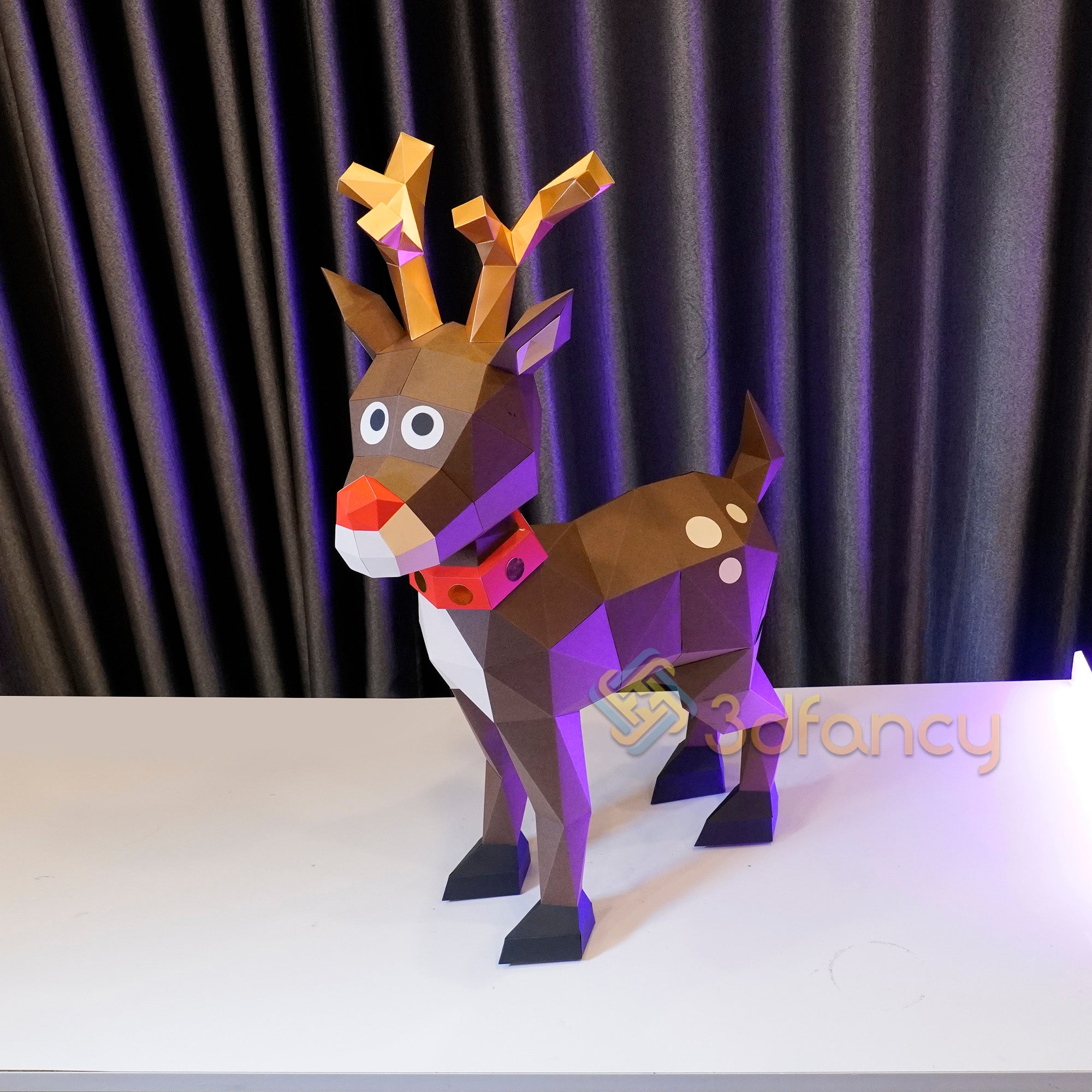 Papercraft Rudolph Reindeer Papercraft 3D Rudolph Paper Craft PDF, SVG Template – 3dfancy
