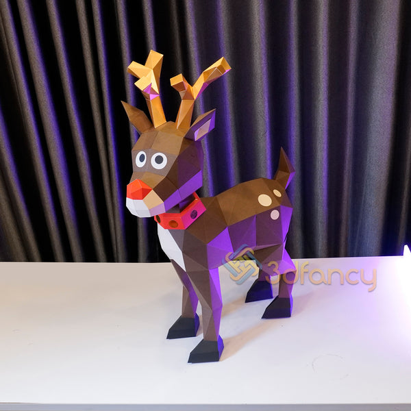 Reindeer Papercraft 3D Rudolph Paper Craft PDF, SVG Template