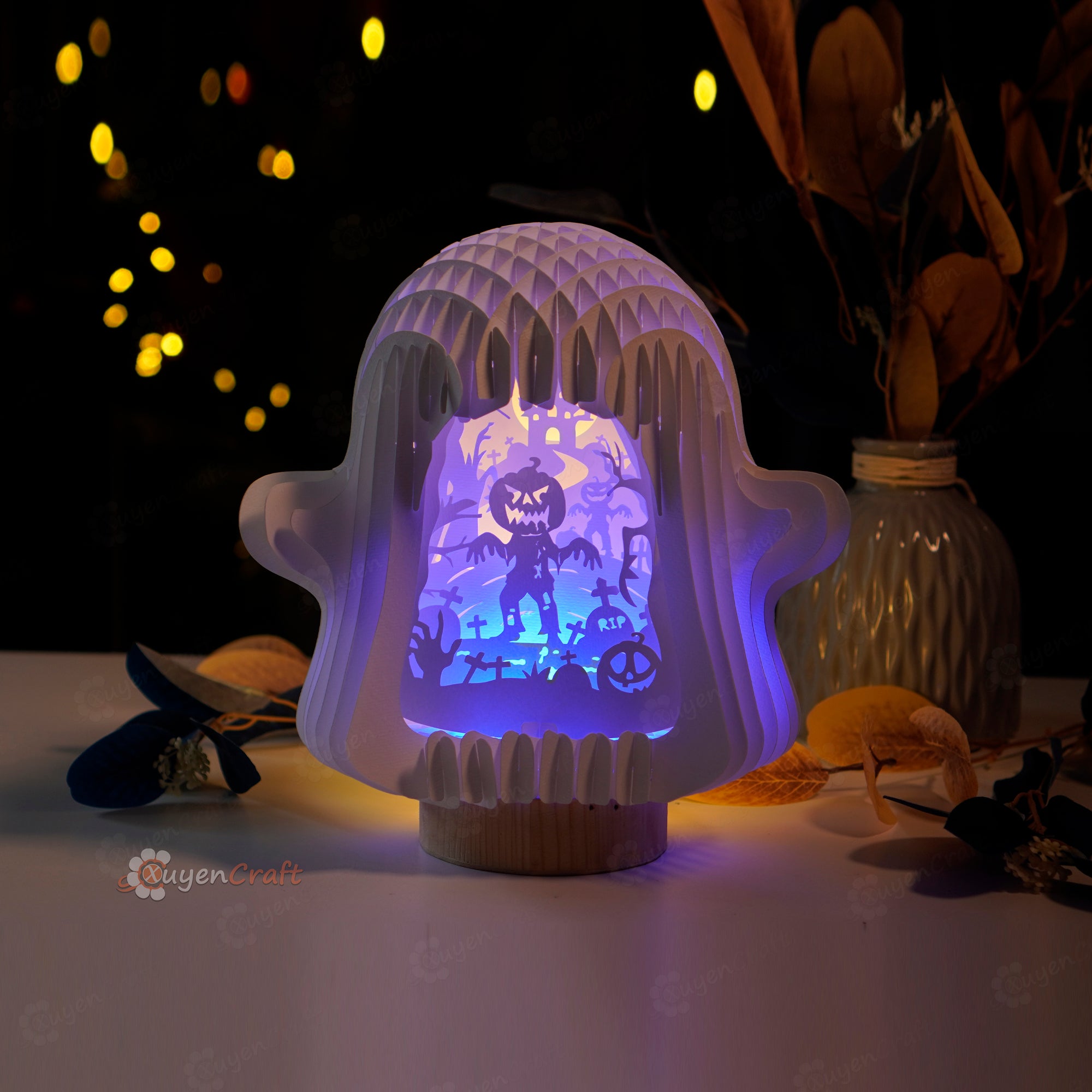 SVG Cricut, Studio Template Zombie Pumpkins Ghost Pop Up Halloween Light Box