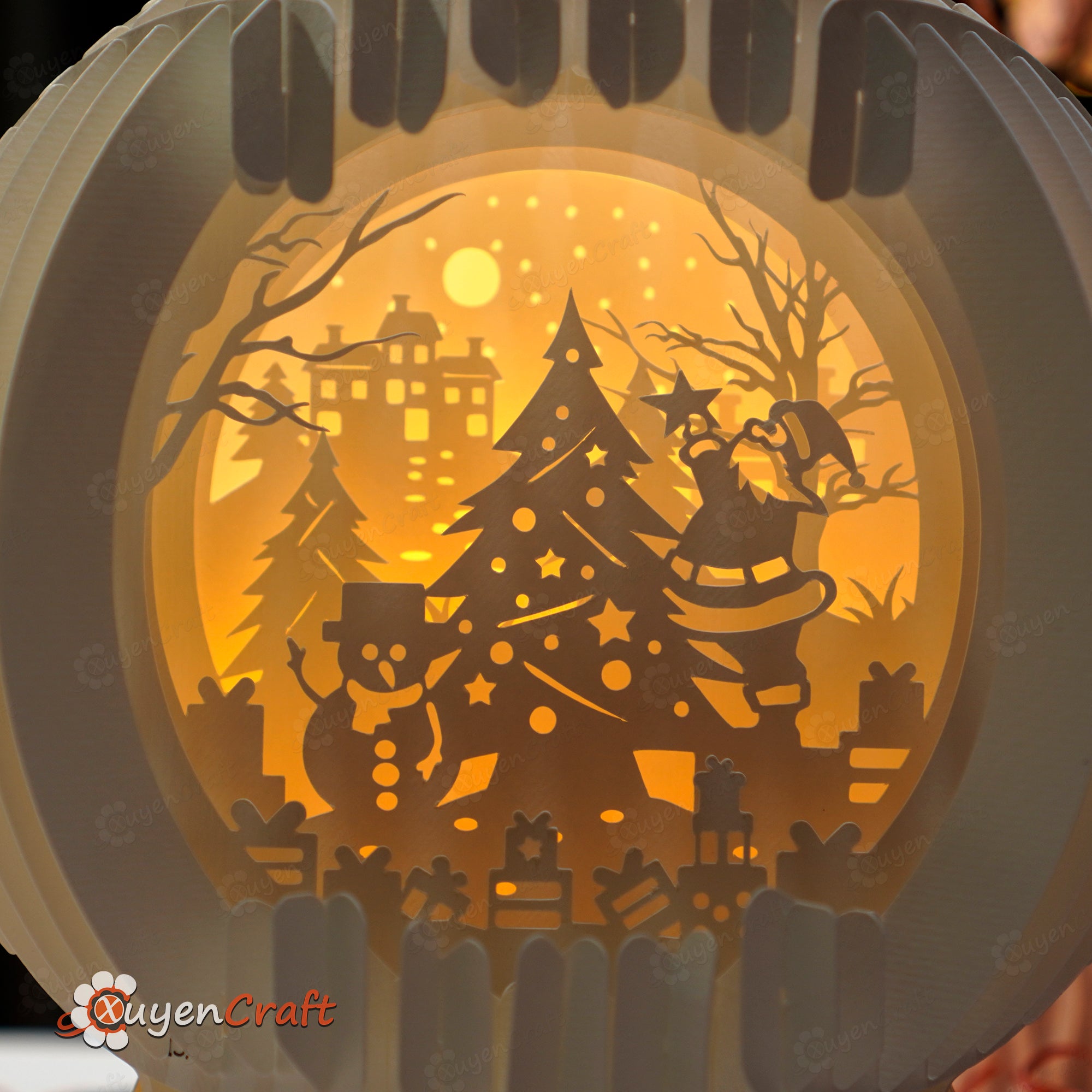 Snow Globe Pop Up Santa Claus and Snowman for Christmas Decor SVG, Studio3 Templates