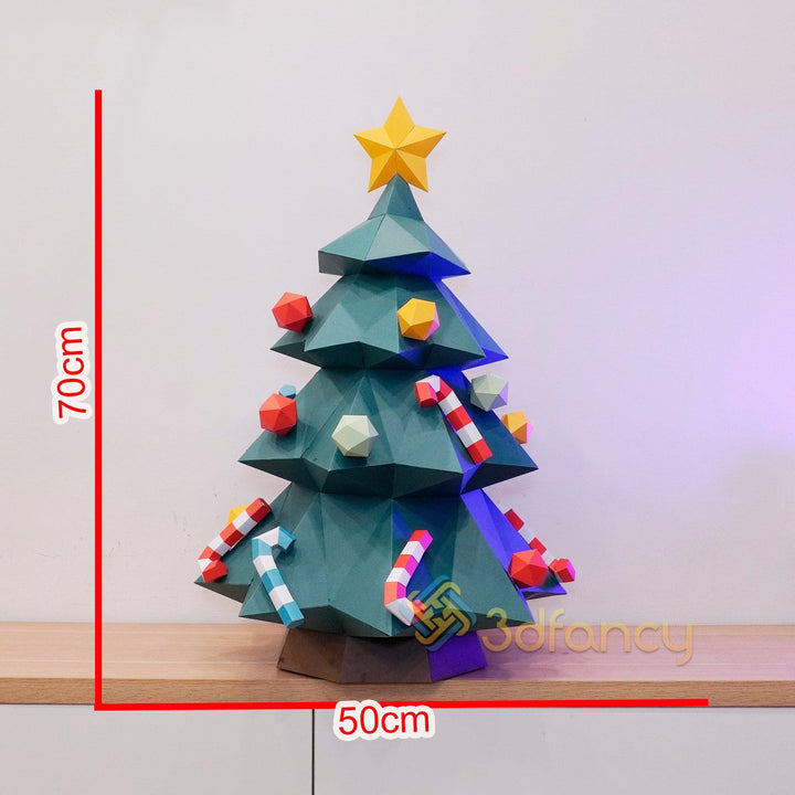 DIY Big Christmas Tree Papercraft 3D PDF SVG Silhouette Template for creating Christmas home decor Low poly Tree Model Origami Pattern Craft - 3dfancy