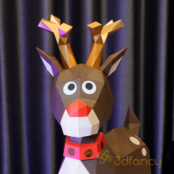 Paper House Rudolph Reindeer Papercraft 3D Rudolph Paper Craft PDF, SVG Template – 3dfancy