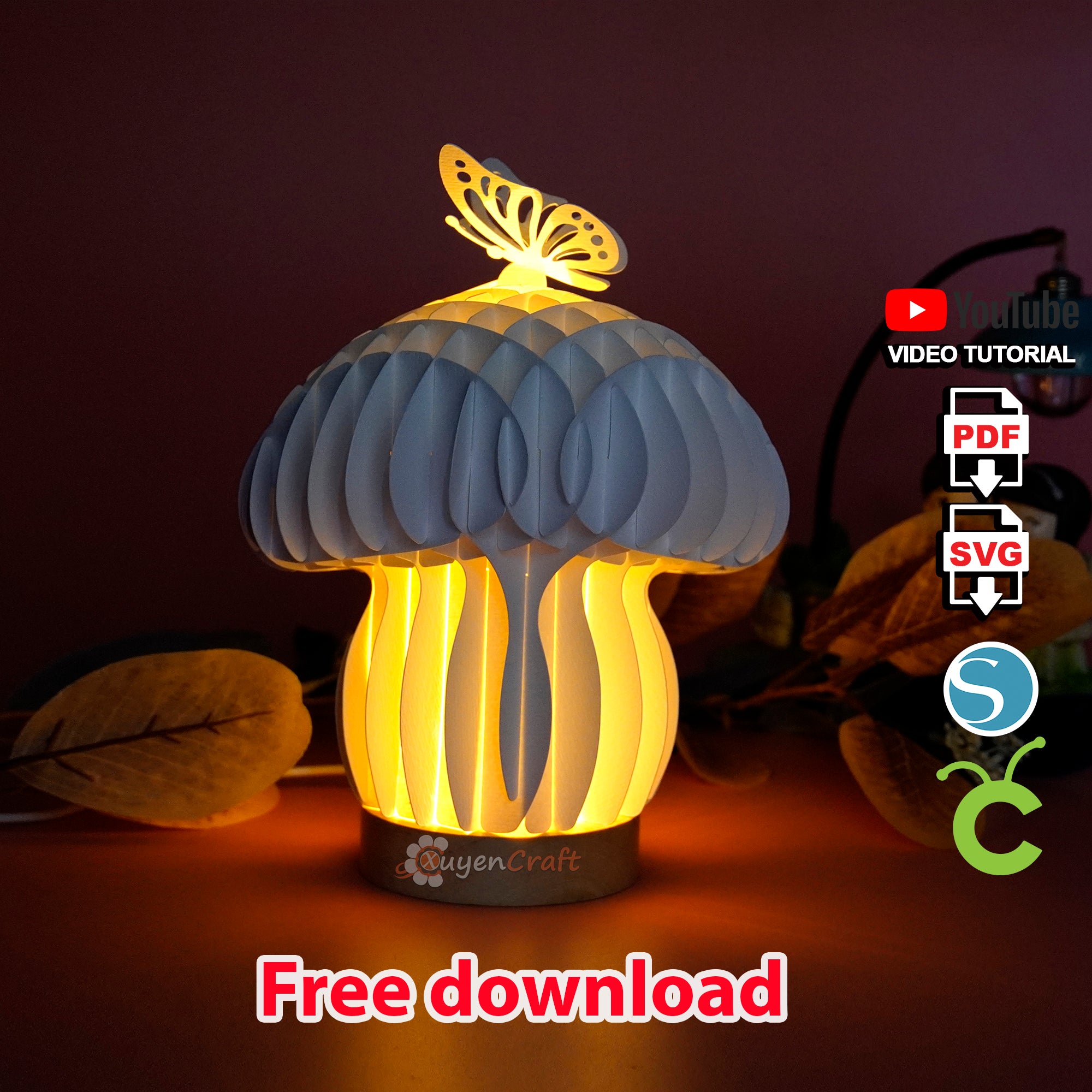 FREE SVG Download 3D Pop Up Mushrooms PopUp