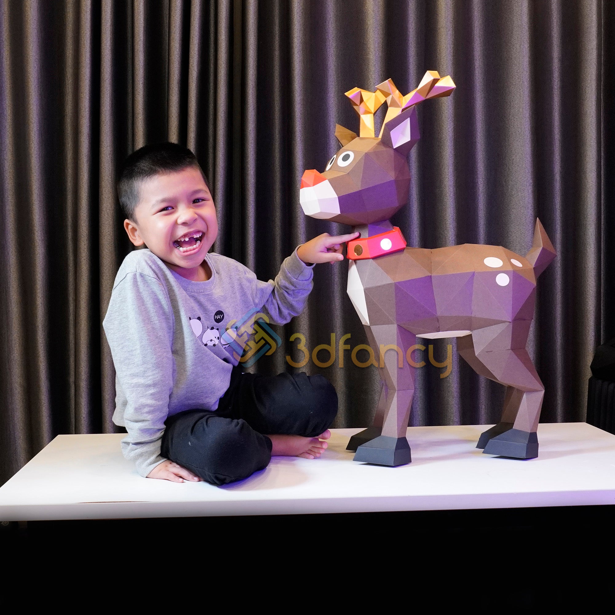 Papercraft Rudolph Reindeer Papercraft 3D Rudolph Paper Craft PDF, SVG Template – 3dfancy