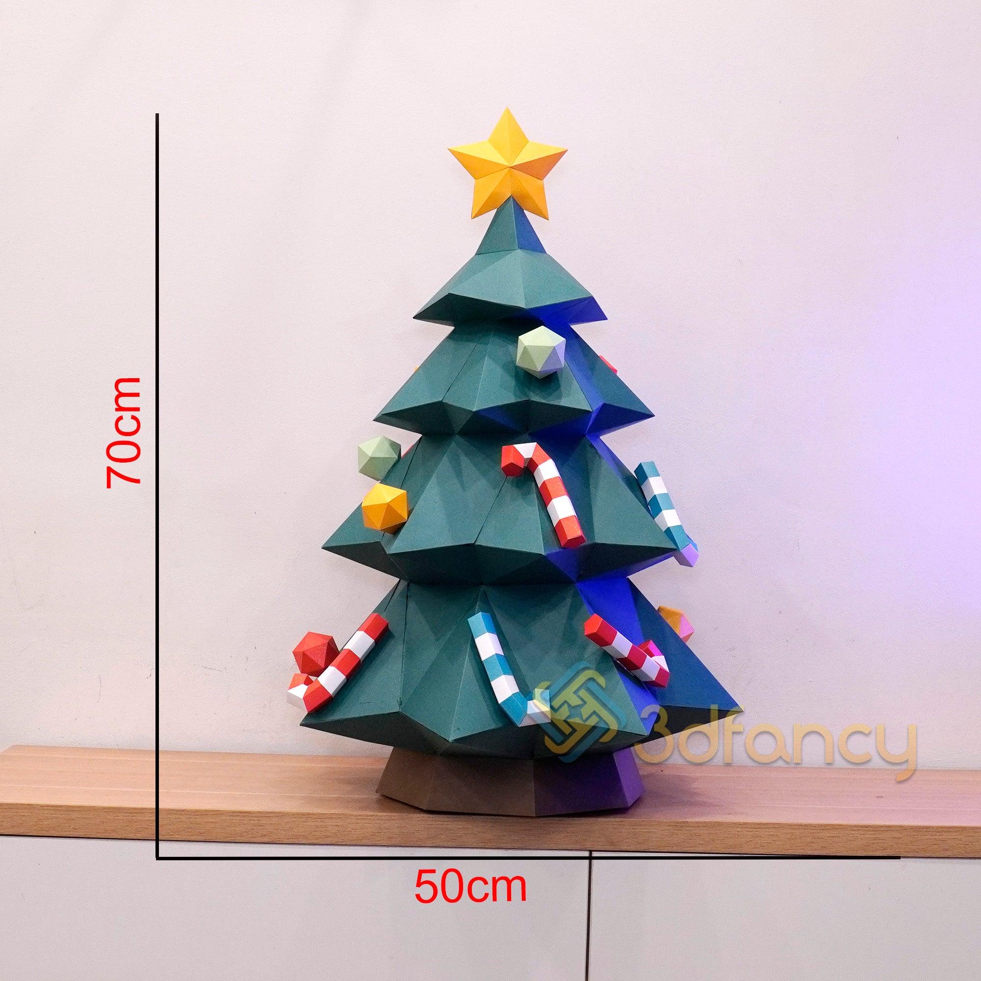 DIY Big Christmas Tree Papercraft 3D PDF SVG Silhouette Template for creating Christmas home decor Low poly Tree Model Origami Pattern Craft - 3dfancy