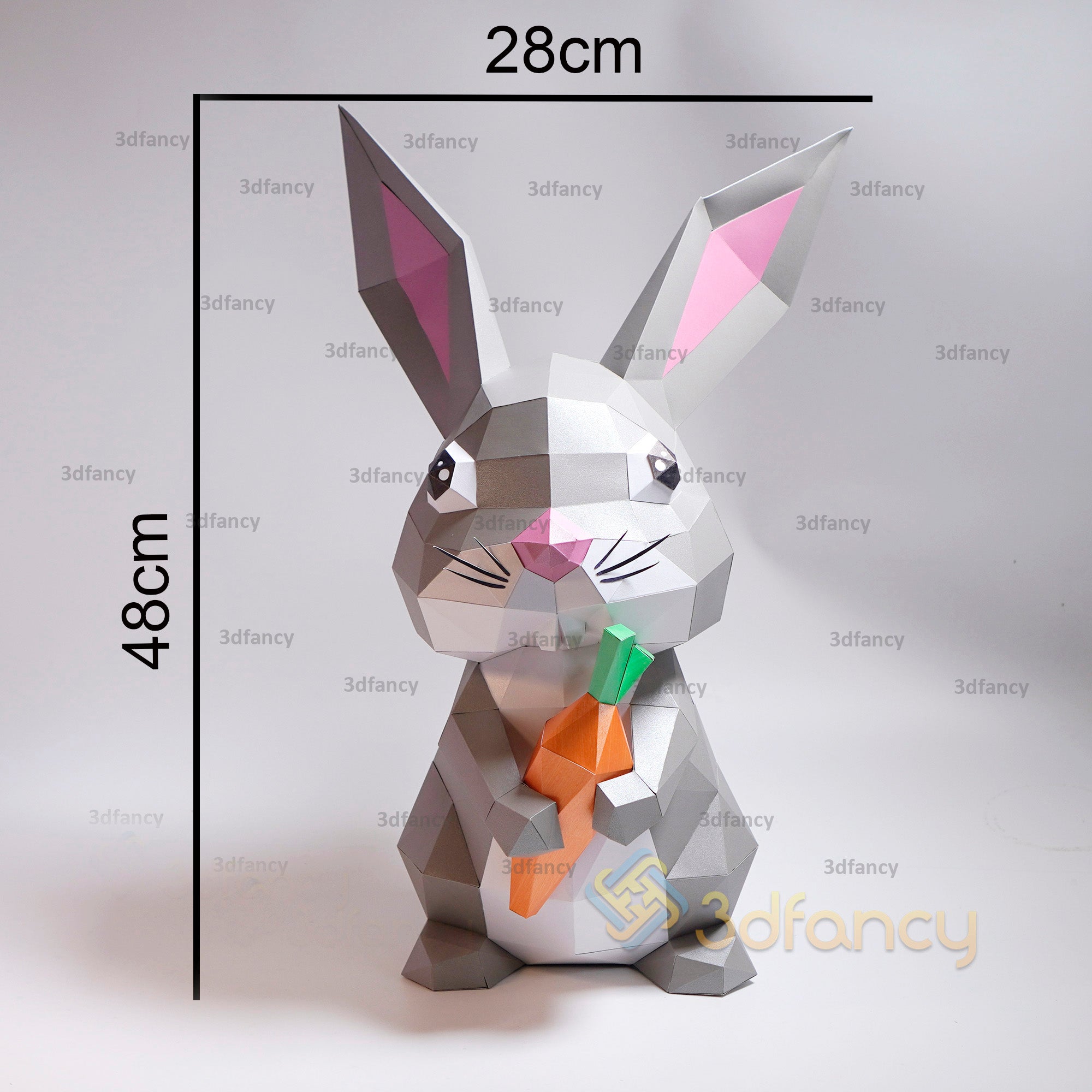 Modèle de papier artisanal de Pâques en forme de lapin, PDF et SVG, co ...