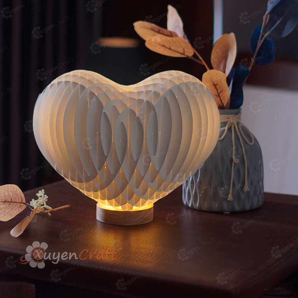 Elephant Love Heart 3D Pop-up Card Light Box PDF, SVG Template Paper Cutting, 3D Heart Lighting - Globe Popup, Lamp Paper Shadow Papercut