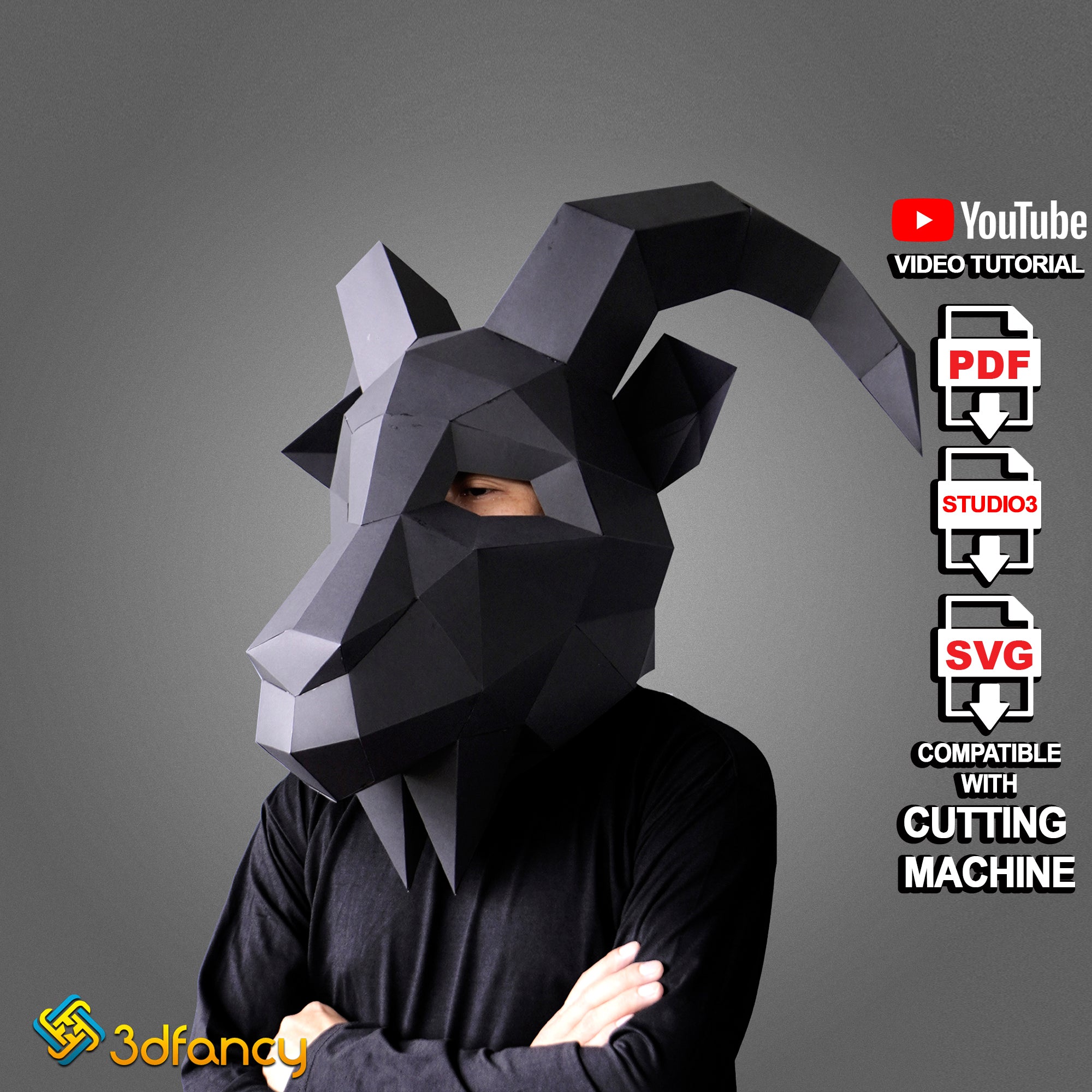 Goat Papercraft Goat Mask Papercraft PDF, SVG Template – 3dfancy