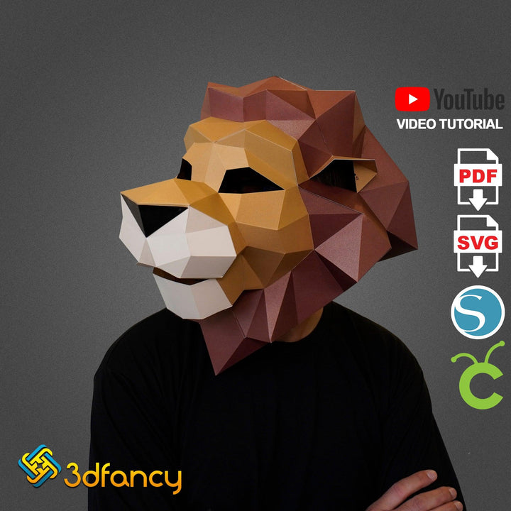 Lion Mask Papercraft SVG, Silhouette Studio, PDF Printable Template – 3dfancy lion-mask-papercraft-svg-silhouette-studio-pdf-printable-template-3dfancy