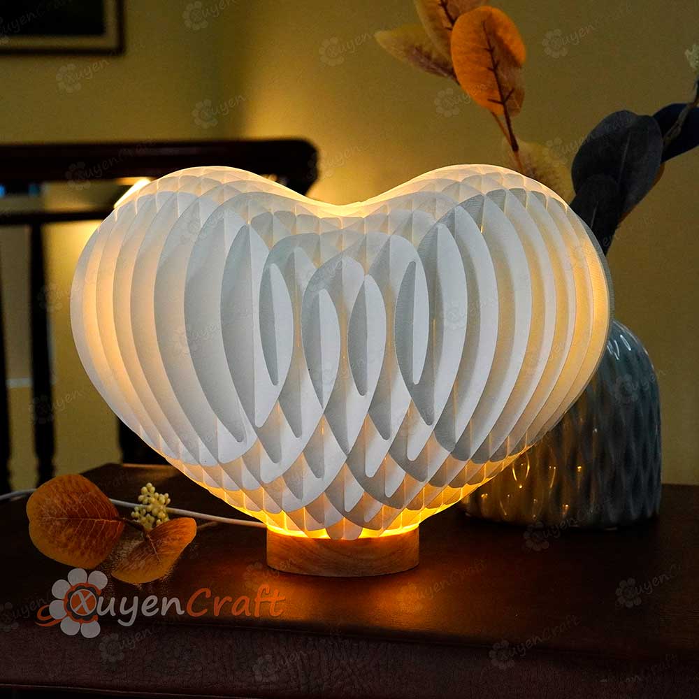 Heart 3D Pop-up Card Light Box PDF, SVG Template Paper Cutting, 3D Heart Lighting - Globe Popup, Lamp Paper Shadow Papercut, Sliceform Art