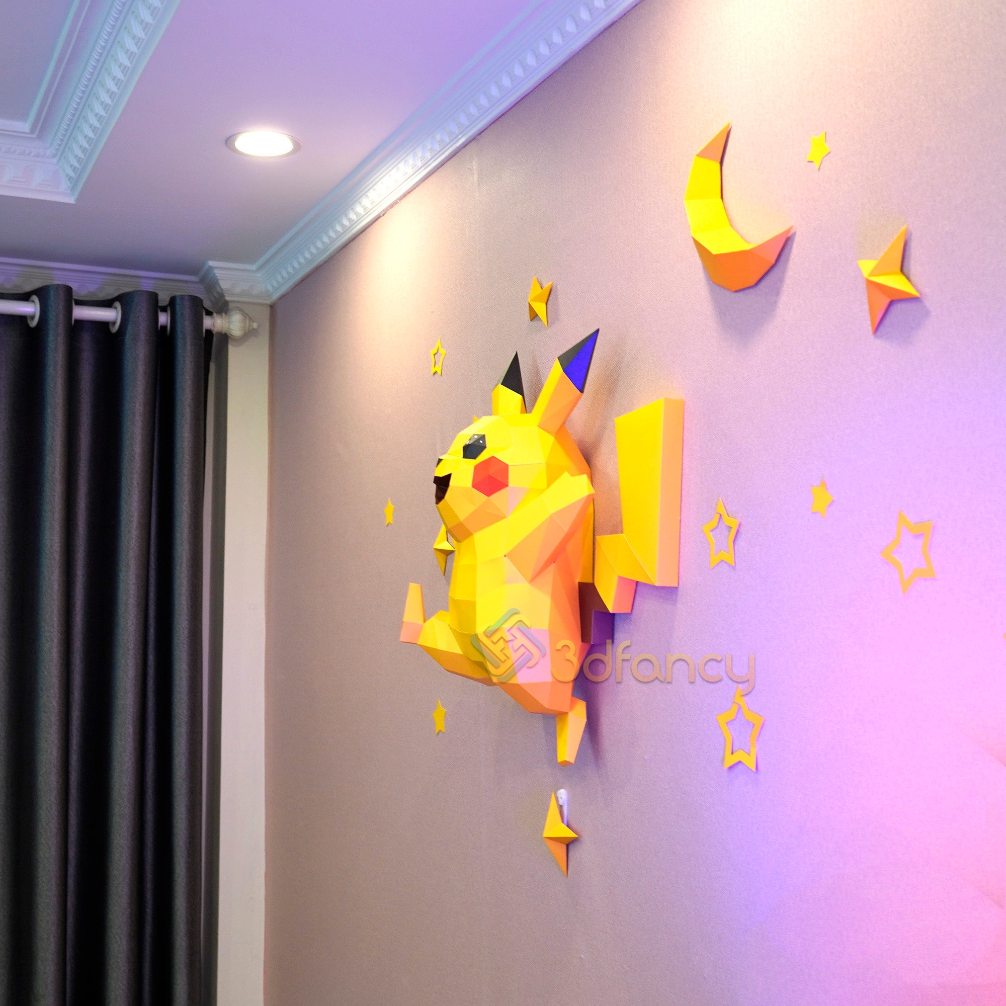 3D Pikachu Wall Hanging Papercraft PDF, SVG Template Compatible with Cricut, Cameo 4, Scanncut