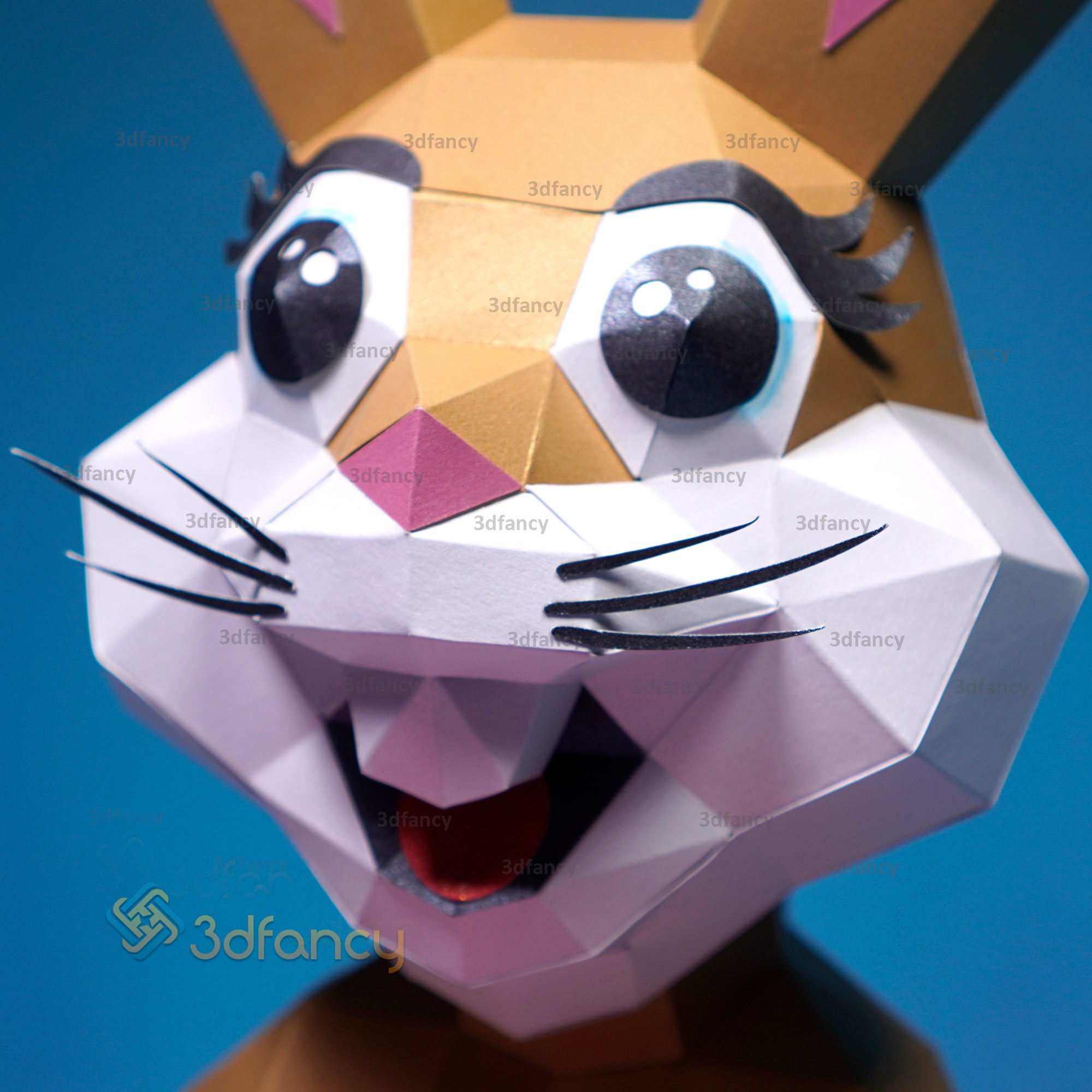 Low poly Rabbit Papercraft PDF, SVG Template Creating Rabbit Holding E ...