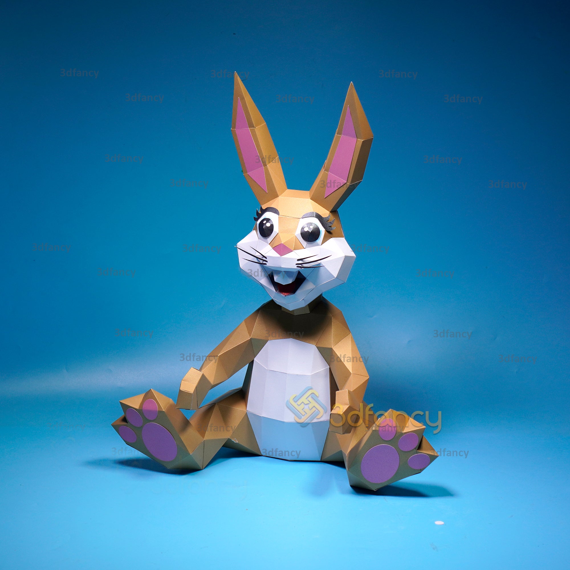 Low poly Rabbit Papercraft PDF, SVG Template Creating Rabbit Holding E ...