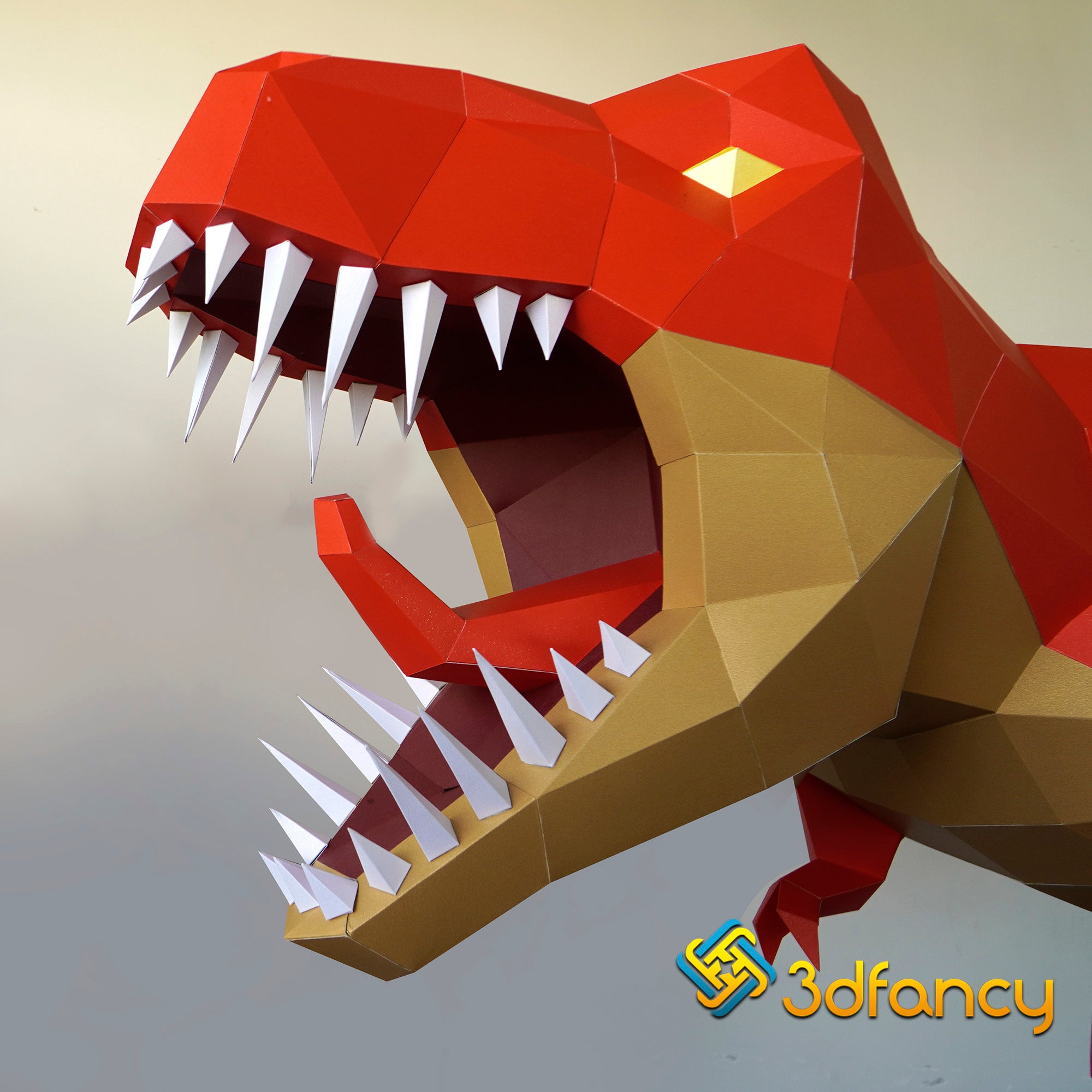 Trex Dinosaur Head Papercraft PDF, SVG Template Compatible with Cricu